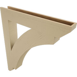 Ekena Millwork - BKTUR055X38X44THR06RCPR - Timberthane Faux Wood Thorton Style Bracket, Slat Ends, 5 1/2"W x 38"D x 44"H, Primed Tan