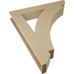 Ekena Millwork - BKTUR055X38X44THR06RCPR - Timberthane Faux Wood Thorton Style Bracket, Slat Ends, 5 1/2"W x 38"D x 44"H, Primed Tan