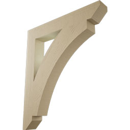 Ekena Millwork - BKTUR055X38X44THR06RCPR - Timberthane Faux Wood Thorton Style Bracket, Slat Ends, 5 1/2"W x 38"D x 44"H, Primed Tan