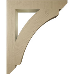 Ekena Millwork - BKTUR055X38X46THR06RCPR - Timberthane Faux Wood Thorton Style Bracket, Slat Ends, 5 1/2"W x 38"D x 46"H, Primed Tan