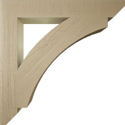 Ekena Millwork - BKTUR055X40X40THR06RCPR - Timberthane Faux Wood Thorton Style Bracket, Slat Ends, 5 1/2"W x 40"D x 40"H, Primed Tan