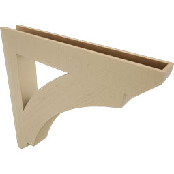 Ekena Millwork - BKTUR055X40X40THR06RCPR - Timberthane Faux Wood Thorton Style Bracket, Slat Ends, 5 1/2"W x 40"D x 40"H, Primed Tan