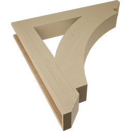 Ekena Millwork - BKTUR055X40X40THR06RCPR - Timberthane Faux Wood Thorton Style Bracket, Slat Ends, 5 1/2"W x 40"D x 40"H, Primed Tan
