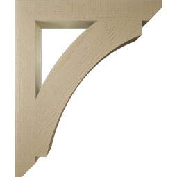 Ekena Millwork - BKTUR055X40X48THR06RCPR - Timberthane Faux Wood Thorton Style Bracket, Slat Ends, 5 1/2"W x 40"D x 48"H, Primed Tan