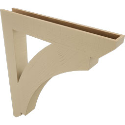 Ekena Millwork - BKTUR055X40X48THR06RCPR - Timberthane Faux Wood Thorton Style Bracket, Slat Ends, 5 1/2"W x 40"D x 48"H, Primed Tan