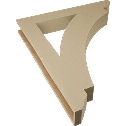 Ekena Millwork - BKTUR055X40X48THR06RCPR - Timberthane Faux Wood Thorton Style Bracket, Slat Ends, 5 1/2"W x 40"D x 48"H, Primed Tan
