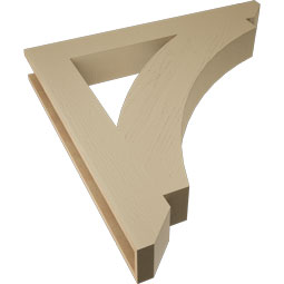 Ekena Millwork - BKTUR055X42X42THR06RCPR - Timberthane Faux Wood Thorton Style Bracket, Slat Ends, 5 1/2"W x 42"D x 42"H, Primed Tan