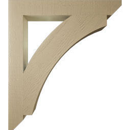 Ekena Millwork - BKTUR055X42X48THR06RCPR - Timberthane Faux Wood Thorton Style Bracket, Slat Ends, 5 1/2"W x 42"D x 48"H, Primed Tan
