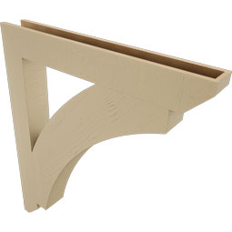 Ekena Millwork - BKTUR055X42X48THR06RCPR - Timberthane Faux Wood Thorton Style Bracket, Slat Ends, 5 1/2"W x 42"D x 48"H, Primed Tan