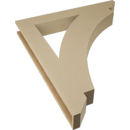 Ekena Millwork - BKTUR055X42X48THR06RCPR - Timberthane Faux Wood Thorton Style Bracket, Slat Ends, 5 1/2"W x 42"D x 48"H, Primed Tan