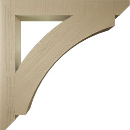 Ekena Millwork - BKTUR055X48X48THR06RCPR - Timberthane Faux Wood Thorton Style Bracket, Slat Ends, 5 1/2"W x 48"D x 48"H, Primed Tan
