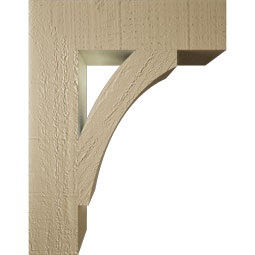 Ekena Millwork - BKTUR035X14X18THR05RCPR - Timberthane Faux Wood Thorton Style Bracket, Block Ends, 3 1/2"W x 14"D x 18"H, Primed Tan