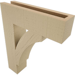 Ekena Millwork - BKTUR035X14X18THR05RCPR - Timberthane Faux Wood Thorton Style Bracket, Block Ends, 3 1/2"W x 14"D x 18"H, Primed Tan