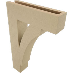 Ekena Millwork - BKTUR035X14X22THR05RCPR - Timberthane Faux Wood Thorton Style Bracket, Block Ends, 3 1/2"W x 14"D x 22"H, Primed Tan