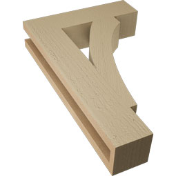 Ekena Millwork - BKTUR035X14X22THR05RCPR - Timberthane Faux Wood Thorton Style Bracket, Block Ends, 3 1/2"W x 14"D x 22"H, Primed Tan