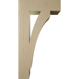 Ekena Millwork - BKTUR035X14X26THR05RCPR - Timberthane Faux Wood Thorton Style Bracket, Block Ends, 3 1/2"W x 14"D x 26"H, Primed Tan