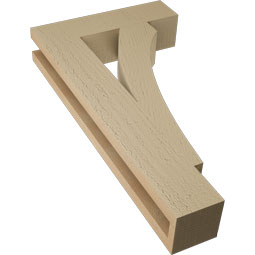 Ekena Millwork - BKTUR035X14X26THR05RCPR - Timberthane Faux Wood Thorton Style Bracket, Block Ends, 3 1/2"W x 14"D x 26"H, Primed Tan