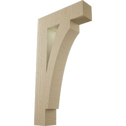 Ekena Millwork - BKTUR035X14X26THR05RCPR - Timberthane Faux Wood Thorton Style Bracket, Block Ends, 3 1/2"W x 14"D x 26"H, Primed Tan