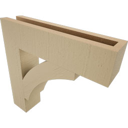 Ekena Millwork - BKTUR035X16X16THR05RCPR - Timberthane Faux Wood Thorton Style Bracket, Block Ends, 3 1/2"W x 16"D x 16"H, Primed Tan