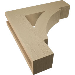 Ekena Millwork - BKTUR035X16X16THR05RCPR - Timberthane Faux Wood Thorton Style Bracket, Block Ends, 3 1/2"W x 16"D x 16"H, Primed Tan