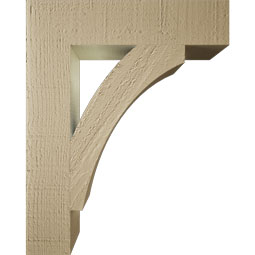 Ekena Millwork - BKTUR035X16X20THR05RCPR - Timberthane Faux Wood Thorton Style Bracket, Block Ends, 3 1/2"W x 16"D x 20"H, Primed Tan