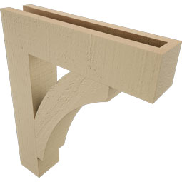 Ekena Millwork - BKTUR035X16X20THR05RCPR - Timberthane Faux Wood Thorton Style Bracket, Block Ends, 3 1/2"W x 16"D x 20"H, Primed Tan