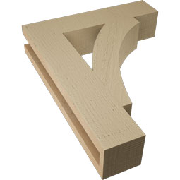Ekena Millwork - BKTUR035X16X20THR05RCPR - Timberthane Faux Wood Thorton Style Bracket, Block Ends, 3 1/2"W x 16"D x 20"H, Primed Tan