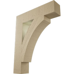 Ekena Millwork - BKTUR035X16X20THR05RCPR - Timberthane Faux Wood Thorton Style Bracket, Block Ends, 3 1/2"W x 16"D x 20"H, Primed Tan
