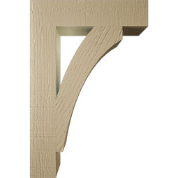 Ekena Millwork - BKTUR035X16X24THR05RCPR - Timberthane Faux Wood Thorton Style Bracket, Block Ends, 3 1/2"W x 16"D x 24"H, Primed Tan