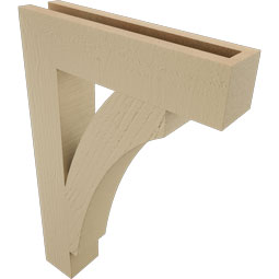 Ekena Millwork - BKTUR035X16X24THR05RCPR - Timberthane Faux Wood Thorton Style Bracket, Block Ends, 3 1/2"W x 16"D x 24"H, Primed Tan
