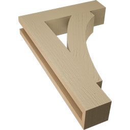 Ekena Millwork - BKTUR035X16X24THR05RCPR - Timberthane Faux Wood Thorton Style Bracket, Block Ends, 3 1/2"W x 16"D x 24"H, Primed Tan