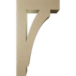 Ekena Millwork - BKTUR035X16X28THR05RCPR - Timberthane Faux Wood Thorton Style Bracket, Block Ends, 3 1/2"W x 16"D x 28"H, Primed Tan