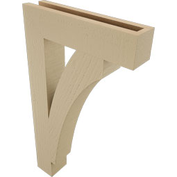 Ekena Millwork - BKTUR035X16X28THR05RCPR - Timberthane Faux Wood Thorton Style Bracket, Block Ends, 3 1/2"W x 16"D x 28"H, Primed Tan