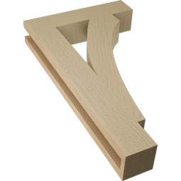 Ekena Millwork - BKTUR035X16X28THR05RCPR - Timberthane Faux Wood Thorton Style Bracket, Block Ends, 3 1/2"W x 16"D x 28"H, Primed Tan
