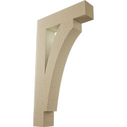 Ekena Millwork - BKTUR035X16X28THR05RCPR - Timberthane Faux Wood Thorton Style Bracket, Block Ends, 3 1/2"W x 16"D x 28"H, Primed Tan
