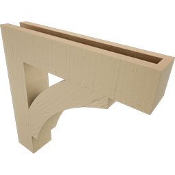 Ekena Millwork - BKTUR035X18X18THR05RCPR - Timberthane Faux Wood Thorton Style Bracket, Block Ends, 3 1/2"W x 18"D x 18"H, Primed Tan