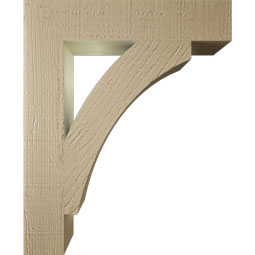 Ekena Millwork - BKTUR035X18X22THR05RCPR - Timberthane Faux Wood Thorton Style Bracket, Block Ends, 3 1/2"W x 18"D x 22"H, Primed Tan