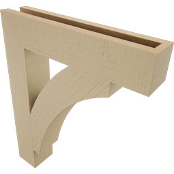 Ekena Millwork - BKTUR035X18X22THR05RCPR - Timberthane Faux Wood Thorton Style Bracket, Block Ends, 3 1/2"W x 18"D x 22"H, Primed Tan