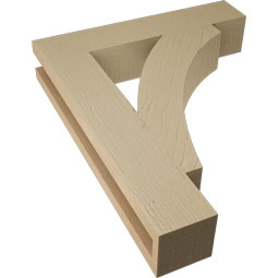 Ekena Millwork - BKTUR035X18X22THR05RCPR - Timberthane Faux Wood Thorton Style Bracket, Block Ends, 3 1/2"W x 18"D x 22"H, Primed Tan