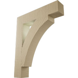 Ekena Millwork - BKTUR035X18X22THR05RCPR - Timberthane Faux Wood Thorton Style Bracket, Block Ends, 3 1/2"W x 18"D x 22"H, Primed Tan
