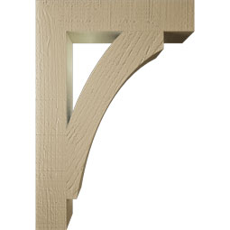 Ekena Millwork - BKTUR035X18X26THR05RCPR - Timberthane Faux Wood Thorton Style Bracket, Block Ends, 3 1/2"W x 18"D x 26"H, Primed Tan