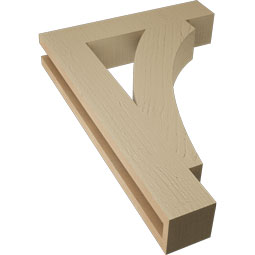 Ekena Millwork - BKTUR035X18X26THR05RCPR - Timberthane Faux Wood Thorton Style Bracket, Block Ends, 3 1/2"W x 18"D x 26"H, Primed Tan