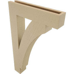 Ekena Millwork - BKTUR035X18X30THR05RCPR - Timberthane Faux Wood Thorton Style Bracket, Block Ends, 3 1/2"W x 18"D x 30"H, Primed Tan