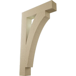 Ekena Millwork - BKTUR035X18X30THR05RCPR - Timberthane Faux Wood Thorton Style Bracket, Block Ends, 3 1/2"W x 18"D x 30"H, Primed Tan