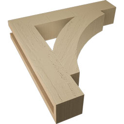 Ekena Millwork - BKTUR035X20X20THR05RCPR - Timberthane Faux Wood Thorton Style Bracket, Block Ends, 3 1/2"W x 20"D x 20"H, Primed Tan