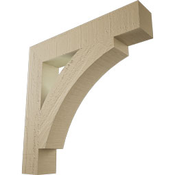 Ekena Millwork - BKTUR035X20X20THR05RCPR - Timberthane Faux Wood Thorton Style Bracket, Block Ends, 3 1/2"W x 20"D x 20"H, Primed Tan