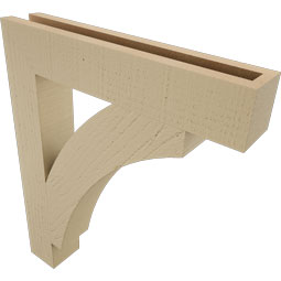 Ekena Millwork - BKTUR035X20X24THR05RCPR - Timberthane Faux Wood Thorton Style Bracket, Block Ends, 3 1/2"W x 20"D x 24"H, Primed Tan