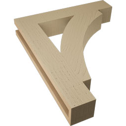 Ekena Millwork - BKTUR035X20X24THR05RCPR - Timberthane Faux Wood Thorton Style Bracket, Block Ends, 3 1/2"W x 20"D x 24"H, Primed Tan