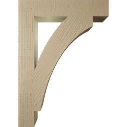 Ekena Millwork - BKTUR035X20X28THR05RCPR - Timberthane Faux Wood Thorton Style Bracket, Block Ends, 3 1/2"W x 20"D x 28"H, Primed Tan