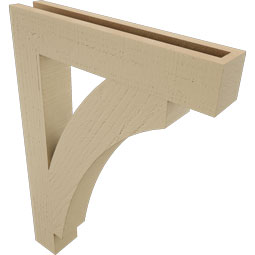 Ekena Millwork - BKTUR035X20X28THR05RCPR - Timberthane Faux Wood Thorton Style Bracket, Block Ends, 3 1/2"W x 20"D x 28"H, Primed Tan